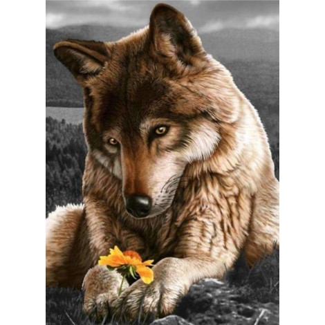 Wolf met een Bloem