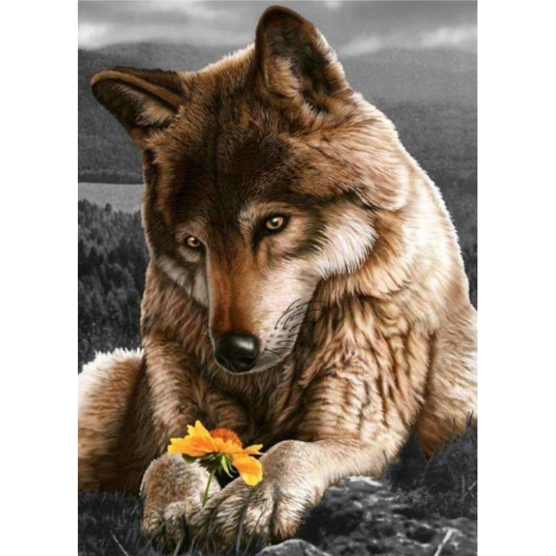Wolf met een Bloem