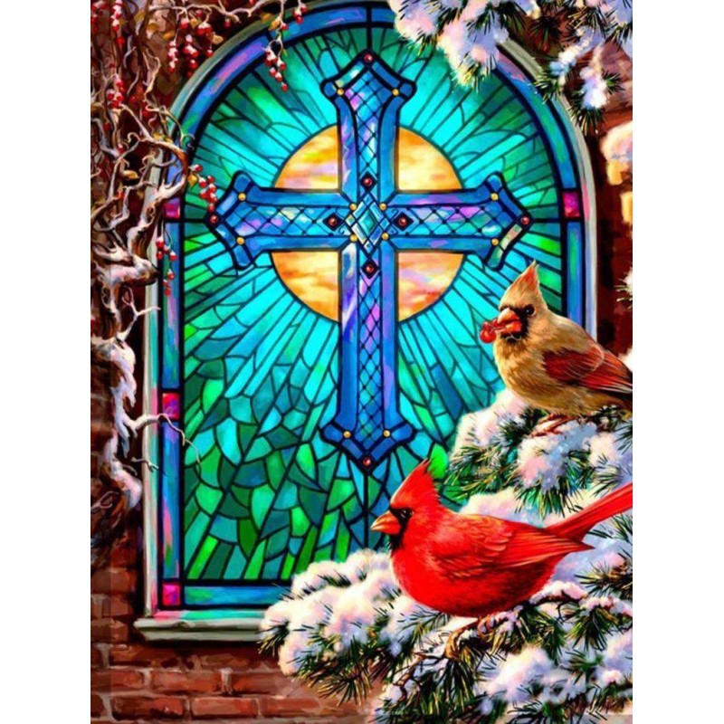 Kerst Raam met Vogel...