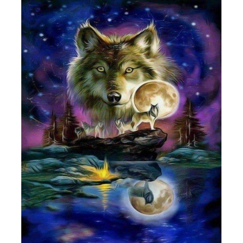 Wolf bij Volle Maan