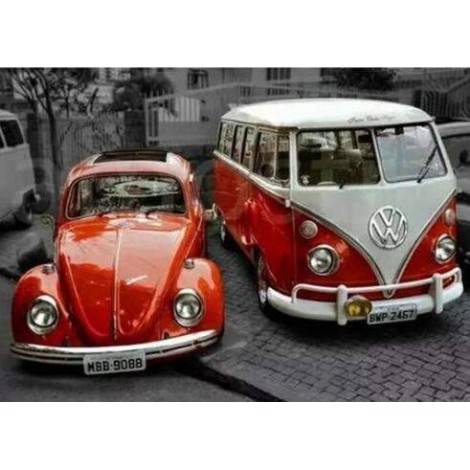 Rode Kever & Rode Volkswagen Bus
