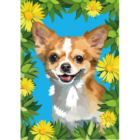 Hondje met Bloemen