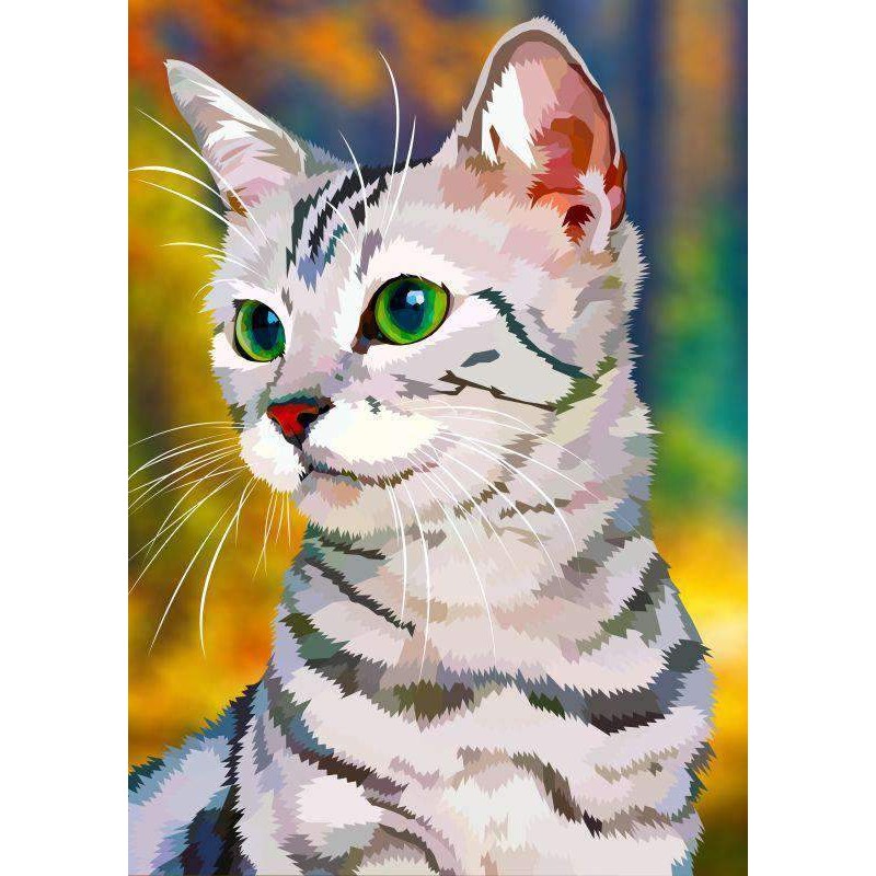 Grijze Kat met Groen...