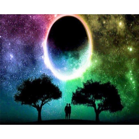 Volle Maan Bomen Stel